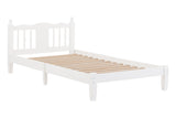 Twin Bed with Column-Decoration Headboard, with Bed Slats,White - V.I.P Digital Presence