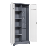 Metal storage cabinets, lockable cleaning tool cabinets, high broom tool organizers, and large storage cabinets in storage store - V.I.P Digital Presence