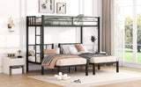 Twin over Twin & Twin Bunk Beds for 3, Twin XL over Twin & Twin Bunk Bed Metal Triple Bunk Bed, Black - V.I.P Digital Presence