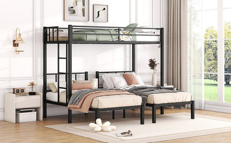 Twin over Twin & Twin Bunk Beds for 3, Twin XL over Twin & Twin Bunk Bed Metal Triple Bunk Bed, Black - V.I.P Digital Presence