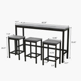 Modern Design Kitchen Dining Table Pub Table Long Dining Table Set with 3 Stools Easy Assembly Gray - V.I.P Digital Presence