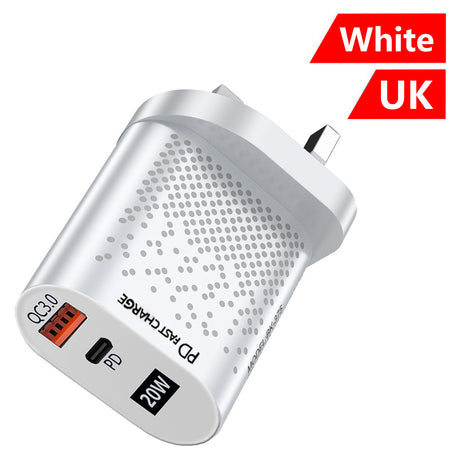 PD20W Mobile Fast Charging Charger 5V4A US, European, and British Standard Speed Matching Device PD+QC3.0 Travel Charging Head - V.I.P Digital Presence