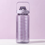 Sports water cup portable large capacity 2000ml plastic cup with straw scale men and women kettle water cup