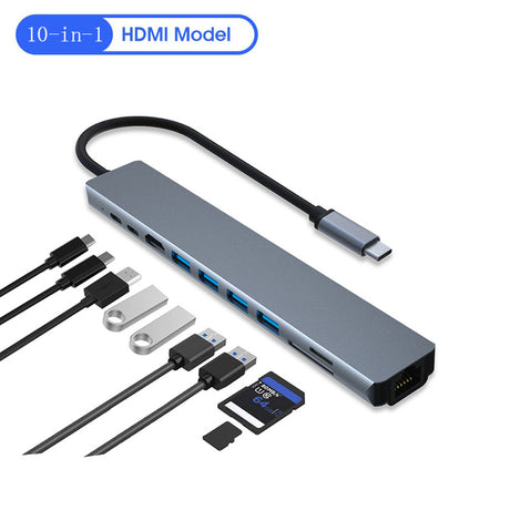 Ten in One Expansion Dock Type-C to HDMI 4K 100Mbps Ethernet Port Laptop Expansion Dock USB Hub - V.I.P Digital Presence