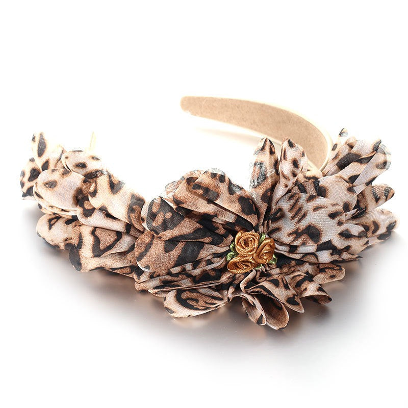 Exaggerated fabric oversized flower and leaf pattern headband - V.I.P Digital Presence