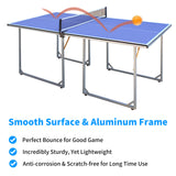 6ft Mid-Size Table Tennis Table Foldable & Portable Ping Pong Table Set for Indoor & Outdoor Games with Net