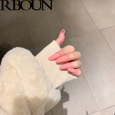 Nail Art Fake Nails Stiletto Tips Clear Press on Long False with Glue Coffin Stick Display Full Cover Artificial Designs Matte - V.I.P Digital Presence