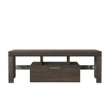 20 minutes quick assembly brown simple modern TV stand Brown TV bracket with LED Color Changing Lights for Living Room