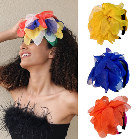Fashion fabric oversized colorful flower fashion headband - V.I.P Digital Presence
