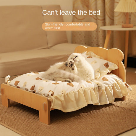 Cat Bed Universal Pet Bed Pet Nest Dog Nest Removable Solid Wood Bed Cute Kitten Princess Bed Pet Supplies - V.I.P Digital Presence