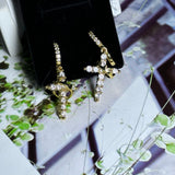 Rotating Crown Cross Earrings Set with Zircon - V.I.P Digital Presence