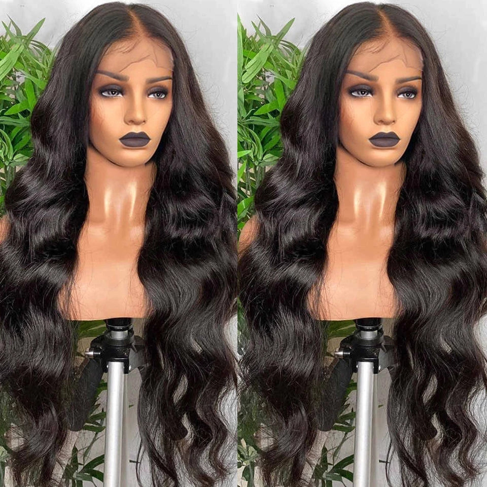 Long Body Wave Black Wig Synthetic Wigs for Black Women Middle Part Brown Cosplay Hairs - V.I.P Digital Presence