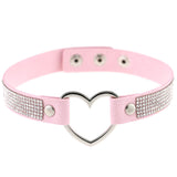 Japan's Harajuku Soft Girl Black Rhinestone Peach Heart Love-Shaped Collar Women's Neck Strap Collarbone Necklace Short - V.I.P Digital Presence