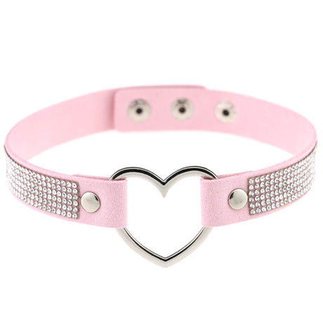 Japan's Harajuku Soft Girl Black Rhinestone Peach Heart Love-Shaped Collar Women's Neck Strap Collarbone Necklace Short - V.I.P Digital Presence