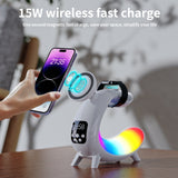 Wireless Charger For Mobile Phone Headphone Wireless Charger Power Bank With Clock Audio And Nigh Light 6 In 1 Charging - V.I.P Digital Presence