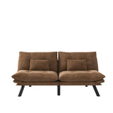 Leatehr Feeling Brown Convertible Folding Modern sofa Bed - V.I.P Digital Presence