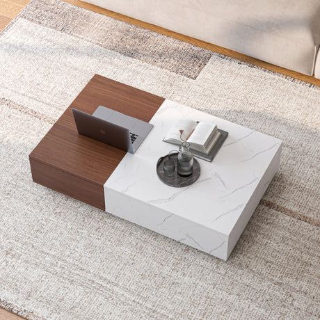 Modern style walnut coffee table with two storage spaces - V.I.P Digital Presence
