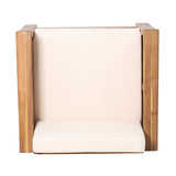 Outdoor Acacia Wood Club Chairs with Cushions, Teak+Beige, 27.75"D x 32"W x 27.75"H - V.I.P Digital Presence