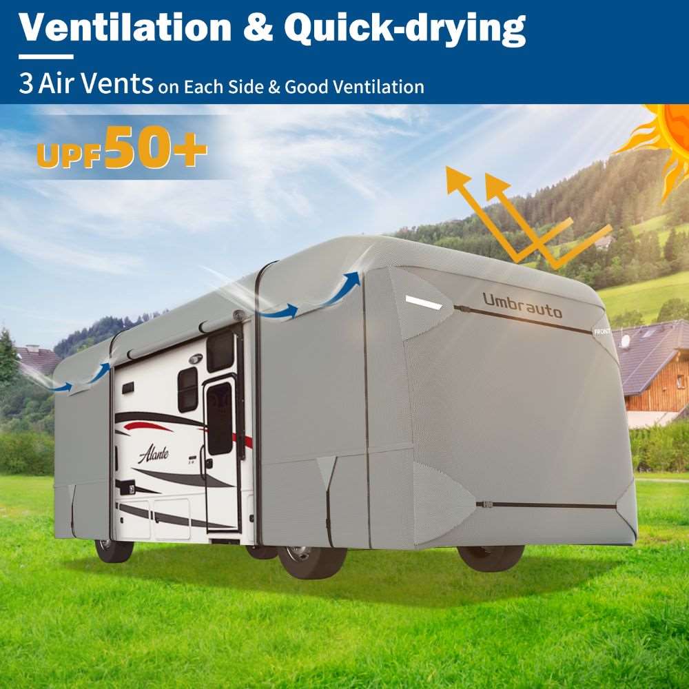 Umbrauto Class A RV Cover Upgraded Heavy Duty 7 Layers Top Windproof Breathable Class A Motorhome Camper Cover,Grey - V.I.P Digital Presence