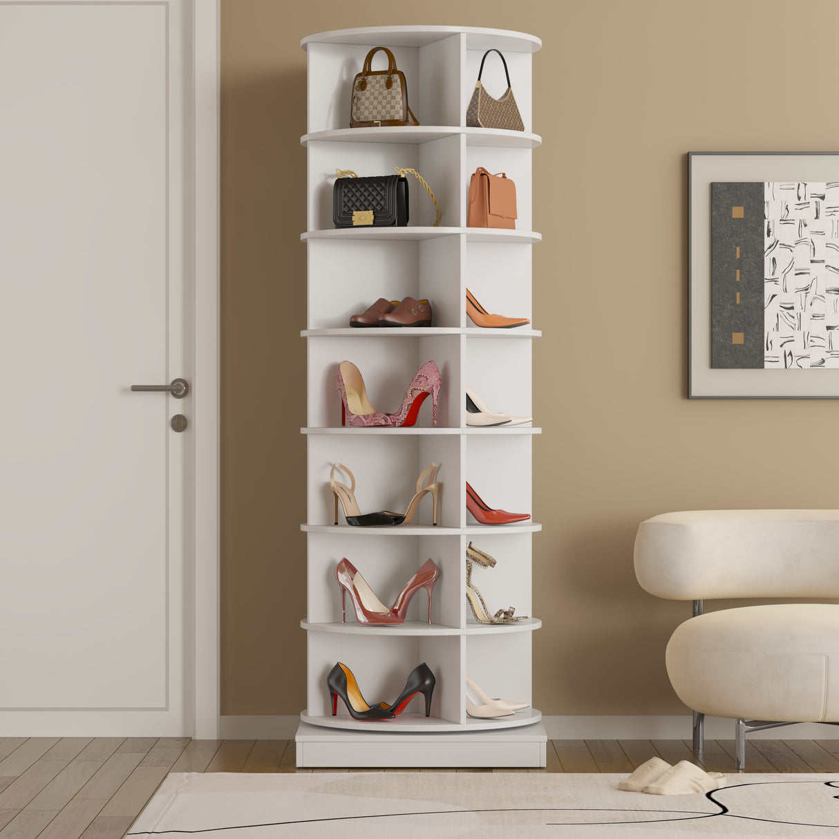 new 360 Rotating shoe cabinet 7 layers Holds Up to 28 Paris of Shoes - V.I.P Digital Presence