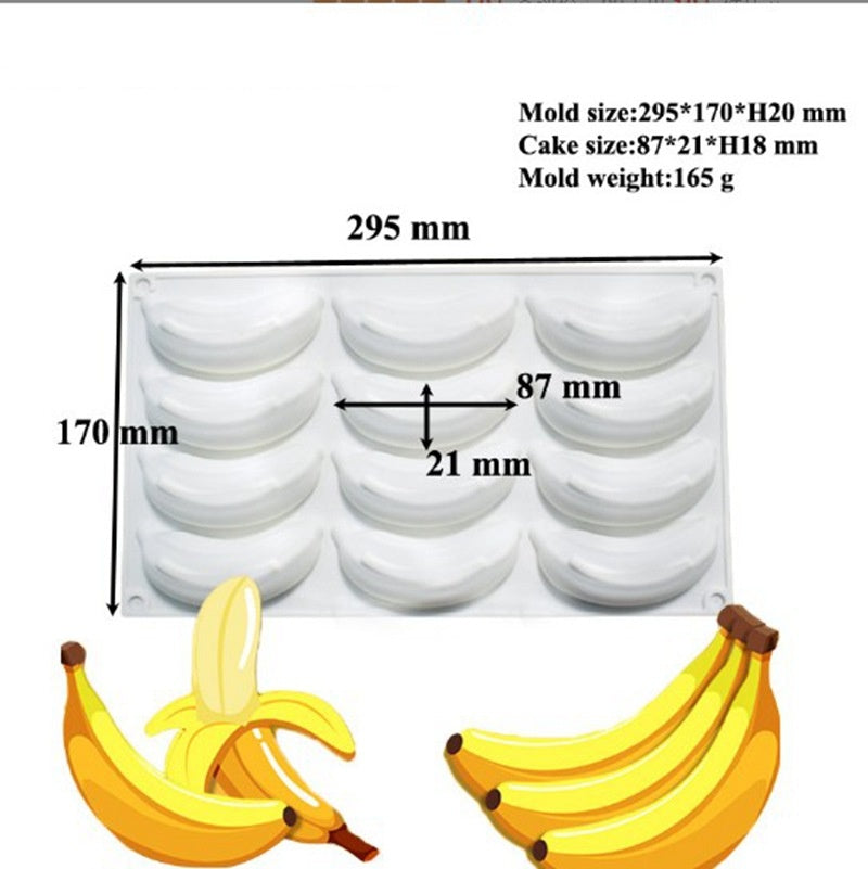 Silicone Mousse Cake Mold for French Desserts and Chocolate Filling - 12-Cavity Banana Shape - V.I.P Digital Presence