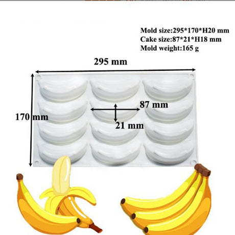 Silicone Mousse Cake Mold for French Desserts and Chocolate Filling - 12-Cavity Banana Shape - V.I.P Digital Presence