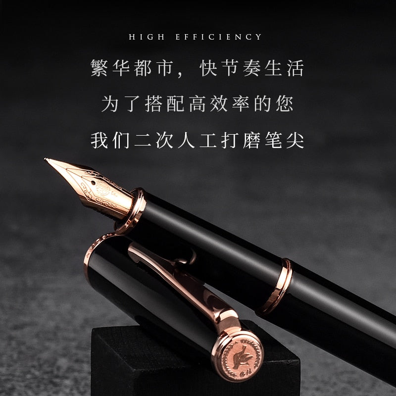 Pluma estilográfica LT Hongdian de oro rosa 920, punta superfina/fina de 0,4/0,5 mm, elegante y excelente para regalo de oficina.