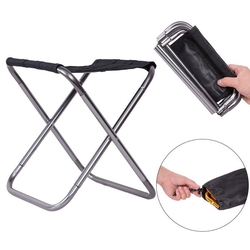 25*22.5*27cm Outdoor Aluminum Folding Stool Chair Small Fishing Stool Chair Portable Camping Outdoor Fishing Chair Fishing Tool - V.I.P Digital Presence