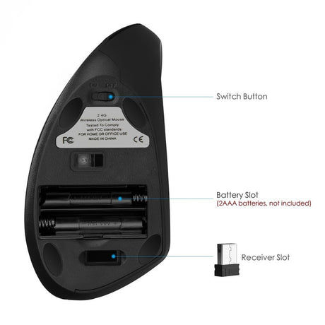Wireless Mouse Ergonomic Optical 2.4G 800/1200/1600DPI Colorful Light Wrist Healing Vertical Mouse - V.I.P Digital Presence