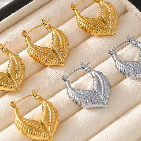 Leaf patchwork heart-shaped earrings with a niche design and titanium steel earrings - V.I.P Digital Presence