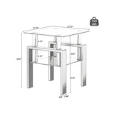 Set of 2, Modern Tempered Glass Tea Table Coffee Table End Table, Square Table for Living Room, Black - V.I.P Digital Presence