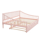 Full Size Daybed with Trundle and Support Legs  Pink