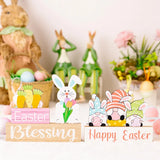 Easter Decoration Supplies Easter Rabbit Flower Hugging Wooden Ornament Rabbit Dwarf Desktop Decoration - V.I.P Digital Presence