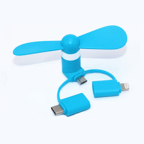 3 IN 1 Travel Portable Cell Phone Mini Fan Cooling Cooler For Micro USB C For iPhone 5 6 6S 7 Plus 8 X for Android Type-c - V.I.P Digital Presence
