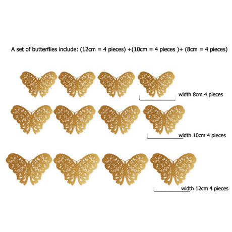 12pcs 3D Hollow Butterfly Wall Sticker for Home Decor DIY Butterflies Fridge stickers  Room Decoration Party Wedding Decor - V.I.P Digital Presence