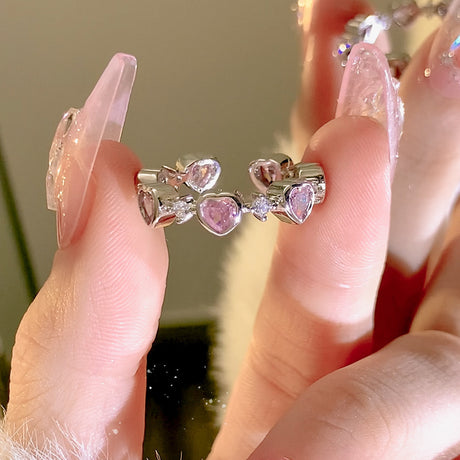 Dopamine love colored zircon diamond ring female niche index finger high-end fashion personality open ring - V.I.P Digital Presence