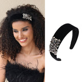 Fashionable solid color rhinestone wide edge sponge hair hoop - V.I.P Digital Presence