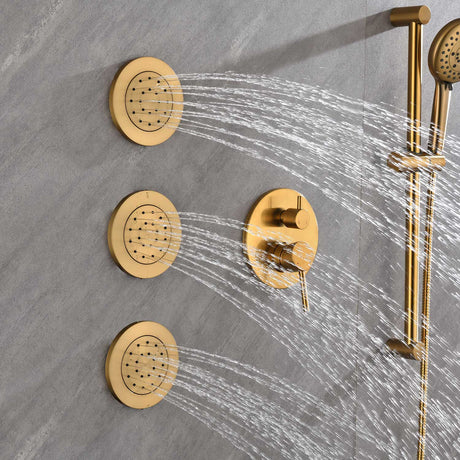 Shower System with Shower Head  Hand Shower Slide Bar Bodysprays, Shower Arm  Hose Valve Trim  and Lever Handles - V.I.P Digital Presence