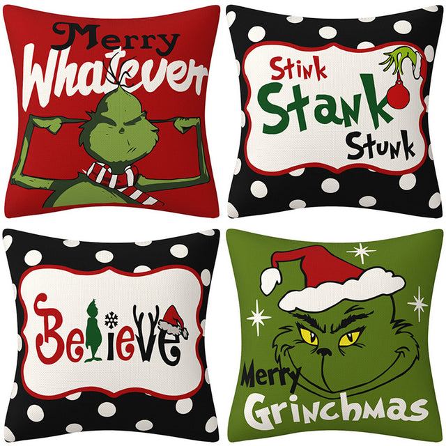 Grinch Christmas Pillow Cover Amazon Home Christmas Decoration Cushion Sofa Pillowcase - V.I.P Digital Presence