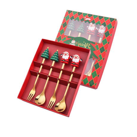 Christmas gift tableware stainless steel coffee spoon dessert spoon fork set - V.I.P Digital Presence