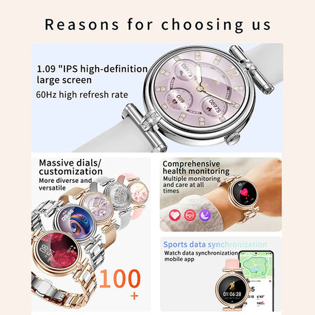 AK62 Smart Watch Women 1.09 Inch HD Screen Custom Watch Face Sports Fitness Tracker Bluetooth Call Lady Smartwatch 2024 - V.I.P Digital Presence