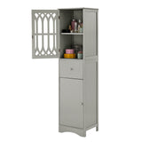 Tall Bathroom Cabinet, Freestanding Storage Cabinet with Drawer and Doors, MDF Board, Acrylic Door, Adjustable Shelf, Grey - V.I.P Digital Presence