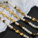 Freshwater Pearl Tiger Eye Stone Pig Nose Bracelet - V.I.P Digital Presence