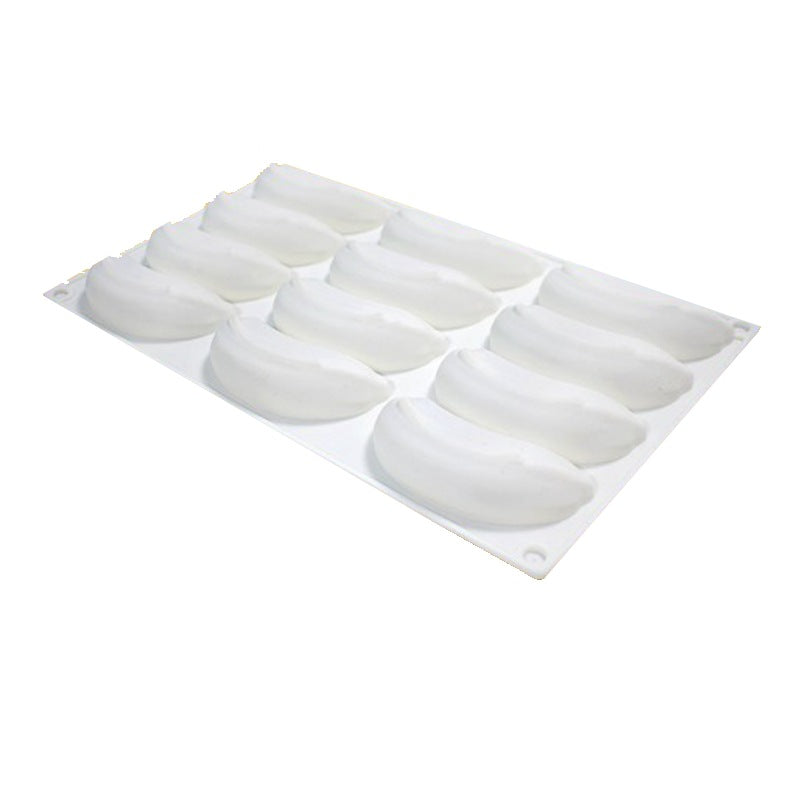 Silicone Mousse Cake Mold for French Desserts and Chocolate Filling - 12-Cavity Banana Shape - V.I.P Digital Presence