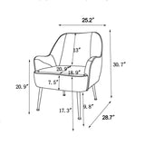 Modern soft white Teddy fabric ivory chair with ergonomic features featuring gold legs and adjustable legs
