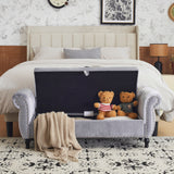 Velvet Multifunctional Storage Rectangular ottoman bench with 1 Pillow, grey - V.I.P Digital Presence