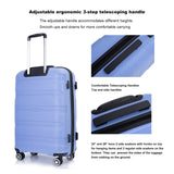 Hardshell Suitcase Spinner Wheels PP Luggage Sets Lightweight Durable Suitcase ,3-Piece Set (20/24/28) ,Purplish Blue