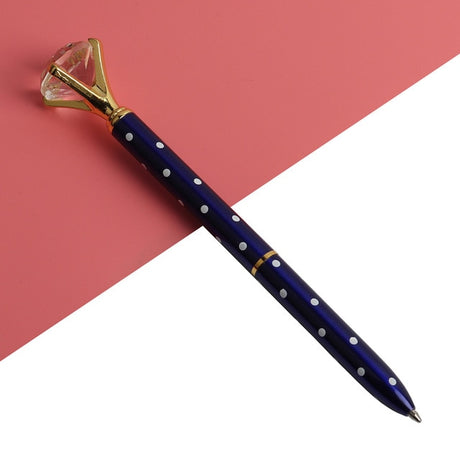21Color Kawaii Ballpoint Pen Big Gem Metal Ball Pen With Large Diamond Blue And Black Magical Pen Fashion School Office Supplies - V.I.P Digital Presence