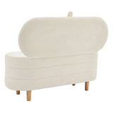 Elegant Upholstered Sherpa Fabric Storage Ottoman with Wood Legs, Storage Bench for Bedroom, Living Room, White - V.I.P Digital Presence