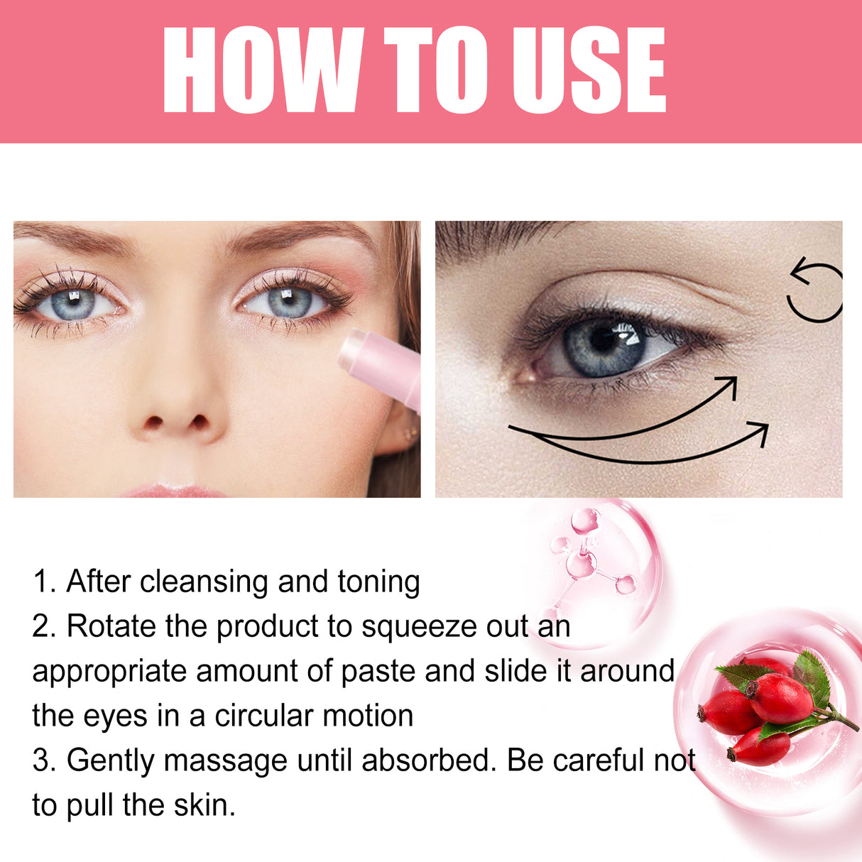 Rosehip Eye Cream Stick, Eye Area Moisturizing Light Line Dark Circles Lift Firming Eye Cream - V.I.P Digital Presence
